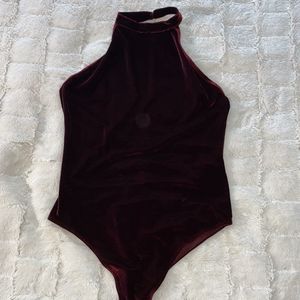 Abercrombie & Fitch Burgundy Velvet Bodysuit